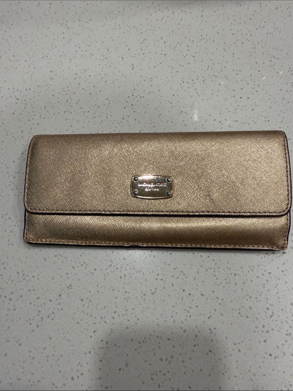 Michael Kors Shimmering Rose Gold Fold-Over Wallet